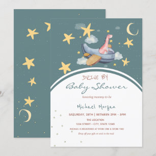 Invitación Las Estrellas Espaciales Del Avión De Dino Conduce