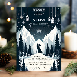 Invitación Las estrellas rusticas del bosque nevan brillante 