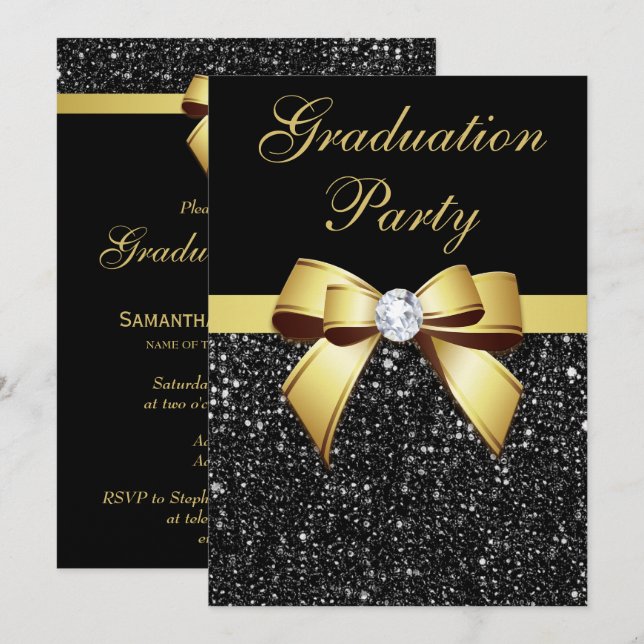 Invitación Las falsas lentejuelas de la fiesta de graduación (Anverso / Reverso)