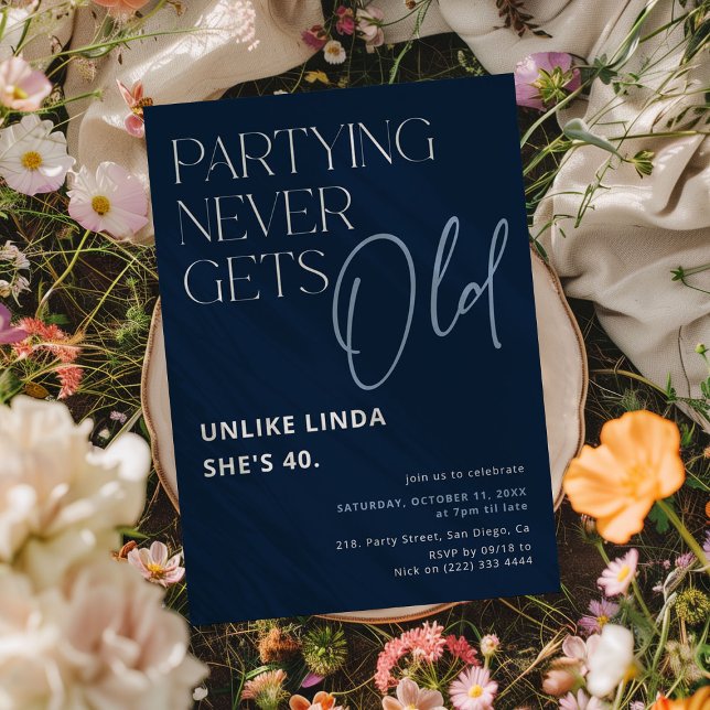 Invitación ¡Las Fiestas Nunca Envejecen! Cumpleaños Divertido (Subido por el creador)