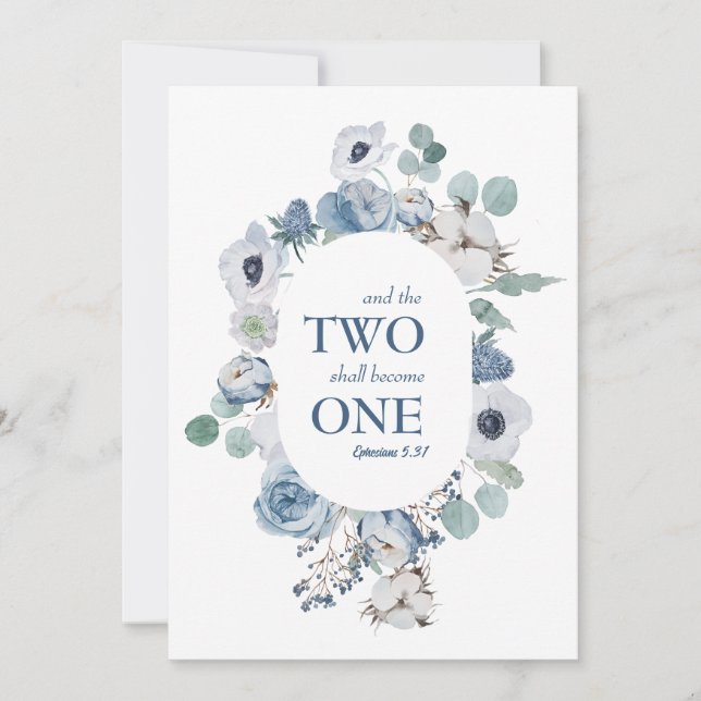 Invitación Las Flores Azules Dos Se Convierten En Una Invitac (Anverso)