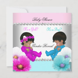 Invitación Las flores azules Verde azuladas rosadas de Baby S