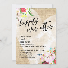 Invitación Las Flores De Boho Cardíaco Se Arrojan Con Felicid