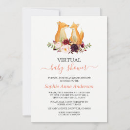 Invitación Las flores de Borgoña engaña a Baby Shower virtual