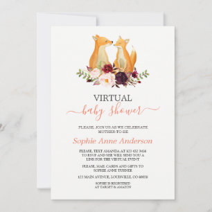 Invitación Las flores de Borgoña engaña a Baby Shower virtual