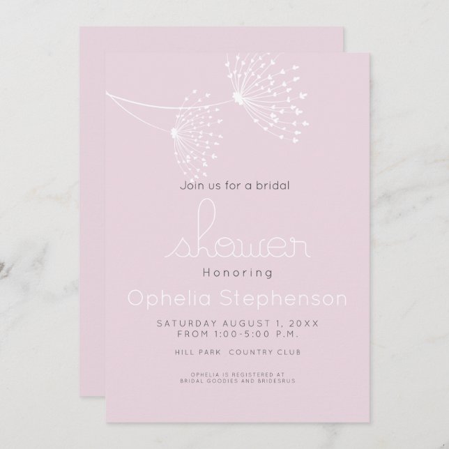 Invitación Las flores de doodle minimales modernas Subió rosa (Anverso / Reverso)