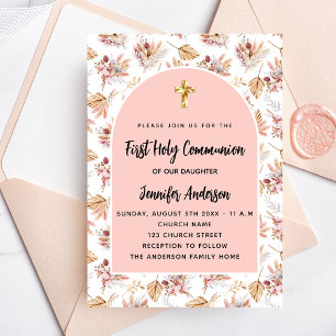 Invitación Las flores de la primera comunión pampas subió el