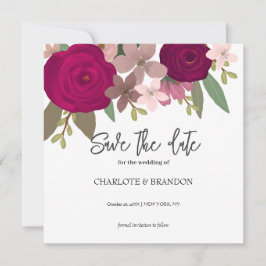 Invitación Las flores de los jardines de Borgoña Boda salva l