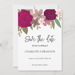 Invitación Las flores de los jardines de Borgoña Boda salva l