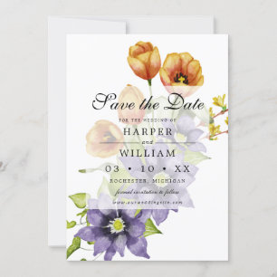 Invitación Las flores de manantial acuarela ahorran la tarjet