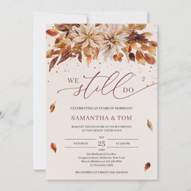 Invitación Las flores de otoño Naranja Marigold Aún Lo Vemos (Anverso)