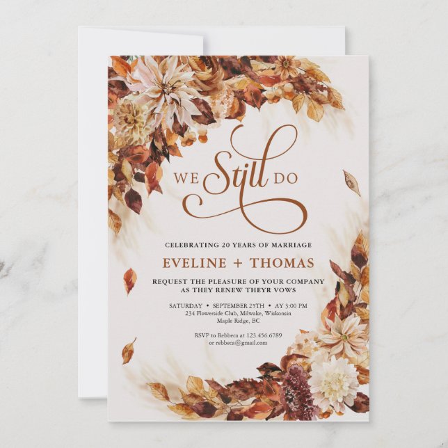 Invitación Las flores de otoño y otoño nos dejan todavía (Anverso)