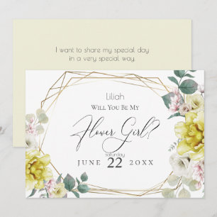 Invitación Las Flores De Peón Amarillo Serán Mi Niña Flor