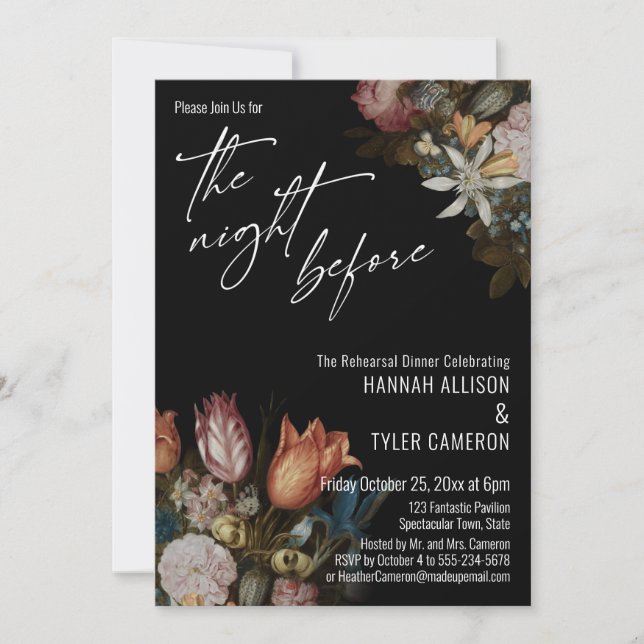 Invitación Las flores en vidrio de Bosschaert la noche anteri (Anverso)