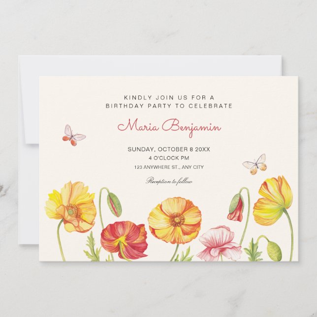 Invitación Las flores florecen en el jardín de primavera (Anverso)