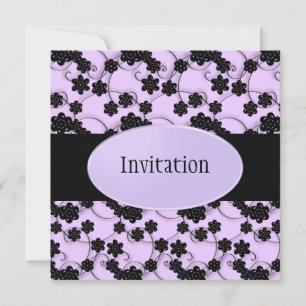 Invitación Las flores púrpuras y negras pálidas modelan todos