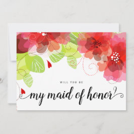 Invitación Las flores rojas etéreas serán mi criada de honor