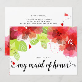 Invitación Las flores rojas etéreas serán mi criada de honor