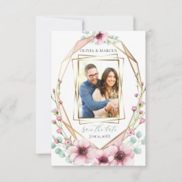 Invitación Las flores rosadas de anémona de tu foto Eucalyptu