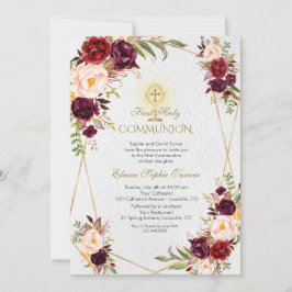 Invitación Las flores rosadas de Borgoña son la primera comun
