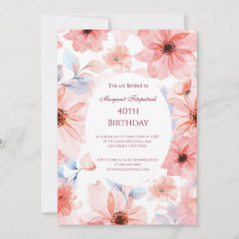 Invitación Las flores rosan cualquier fiesta de cumpleaños