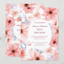 Invitación Las flores rosan cualquier fiesta de cumpleaños
