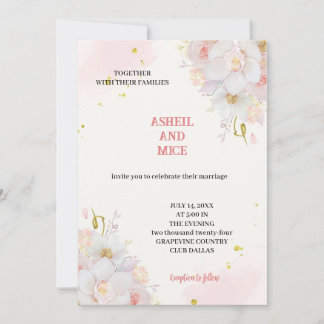 Invitación las flores rosas más elegantes de un boda