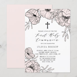 Invitación Las flores rosas modernas de Rubor son la primera 
