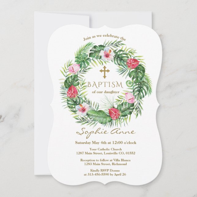 Invitación Las flores tropicales de Luau Hawái arrasaron con  (Anverso)