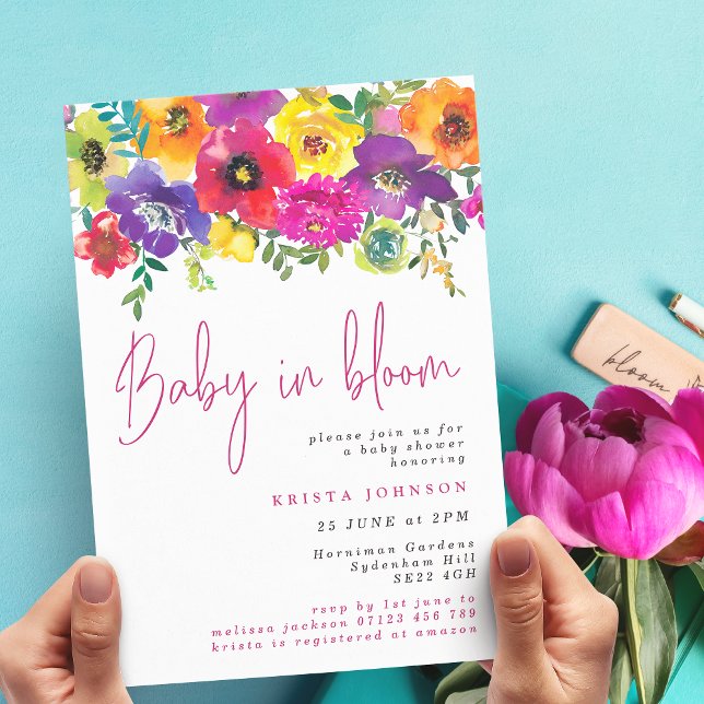 Invitación Las Flores Veraniegas Audaces Beben En Baby Shower (Subido por el creador)
