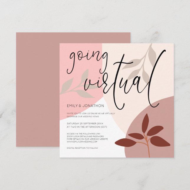 Invitación Las formas modernas dejan el guión de Boda virtual (Anverso / Reverso)