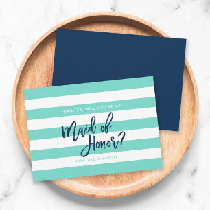 Invitación Las franjas turquesas serán mi empleada de honor