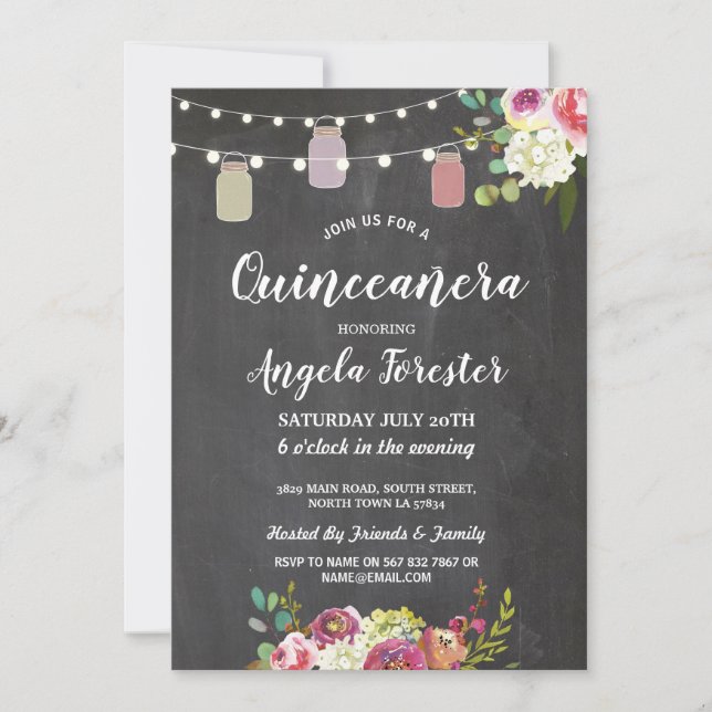 Invitación Las frases ruidosas Fiesta Quinceanera llaman luce (Anverso)
