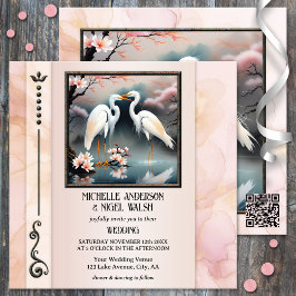 Invitación Las grullas japonesas egret Boda romántico