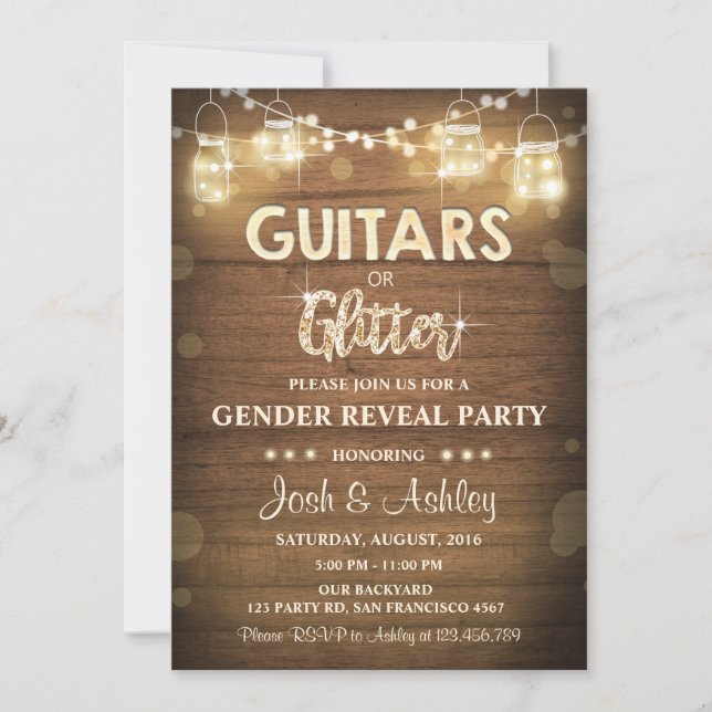 Invitación Las guitarras o el género del purpurina revelan la (Anverso)
