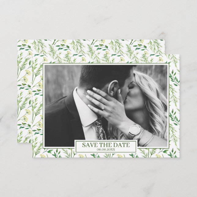 Invitación Las hierbas botánicas de la primavera verde salvan (Anverso / Reverso)