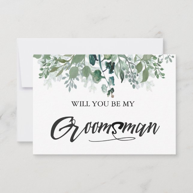 Invitación Las Hojas Botánicas Serán Mi Groomsman (Anverso)