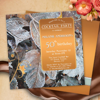 Invitación Las hojas congeladas caen Fiesta de cócteles de in