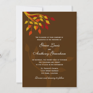 Invitación Las hojas de otoño en rojo Naranja del oro