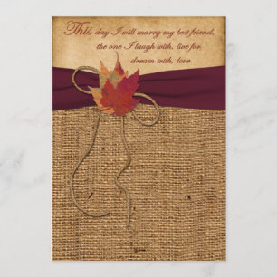 Invitación Las hojas de otoño, FALSA boda de la arpillera