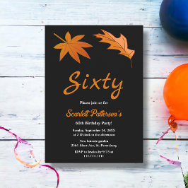 Invitación Las hojas de otoño negras y blancas caen en el cum