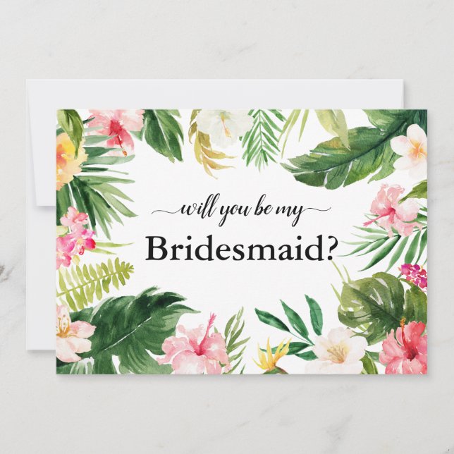 Invitación Las hojas tropicales de flores serán mi dama de ho (Anverso)