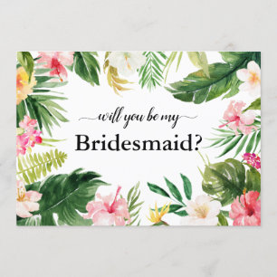 Invitación Las hojas tropicales de flores serán mi dama de ho