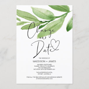 Invitación Las hojas verdes cambian la fecha en que el Boda s