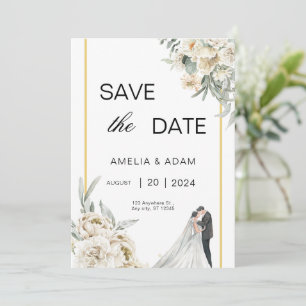 Invitación Las hojas verdes y beiges salvan al Boda de fechas