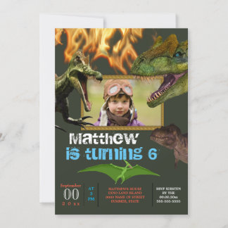 Invitación Las llamas temáticas de los chicos de Dinosaur DIY