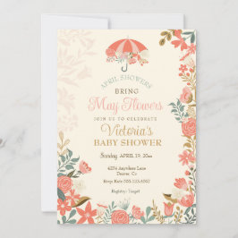 Invitación Las lluvias de abril traen el Baby Shower de prima