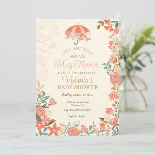 Invitación Las lluvias de abril traen el Baby Shower de prima