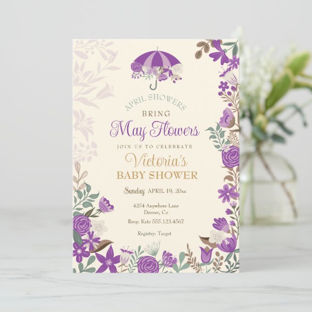 Invitación Las lluvias de abril traen el Baby Shower de prima (Anverso de pie)
