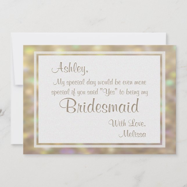 Invitación Las Luces Blandas De Oro Serán Mi Novia (Anverso)